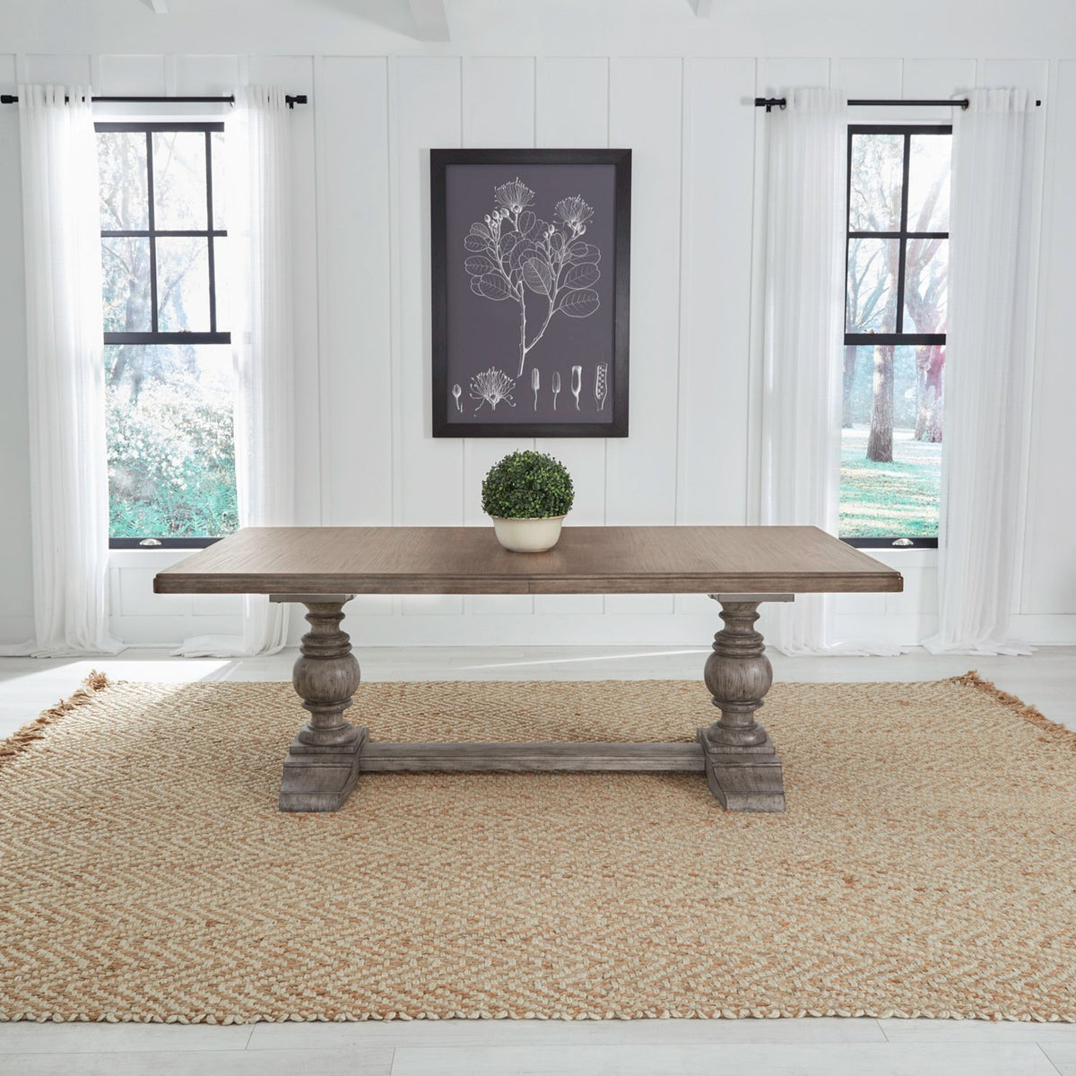 River Place Gray Table and 8 Chairs 237G-T4402/P4402/C1000S - Darseys Furniture & Mattress