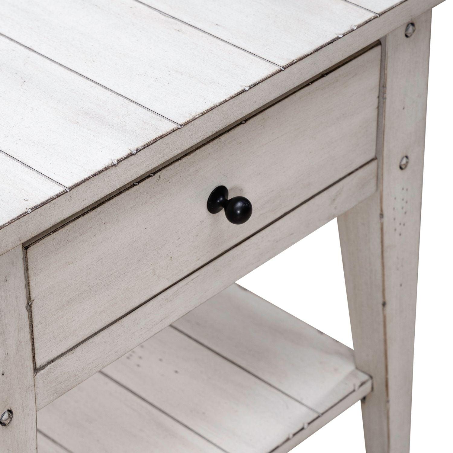 Lake House White Chairside End Table 110W-OT1021.