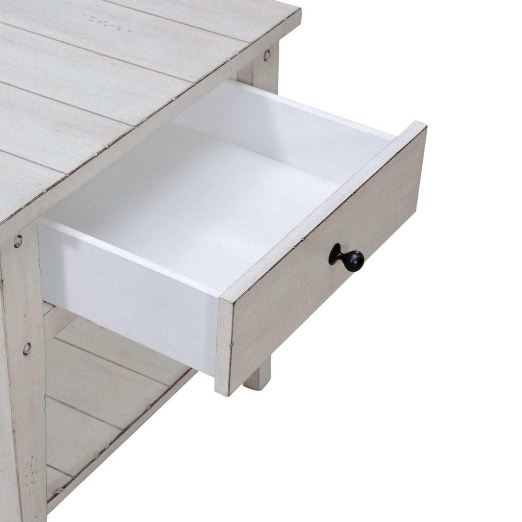 Lake House White Chairside End Table 110W-OT1021.