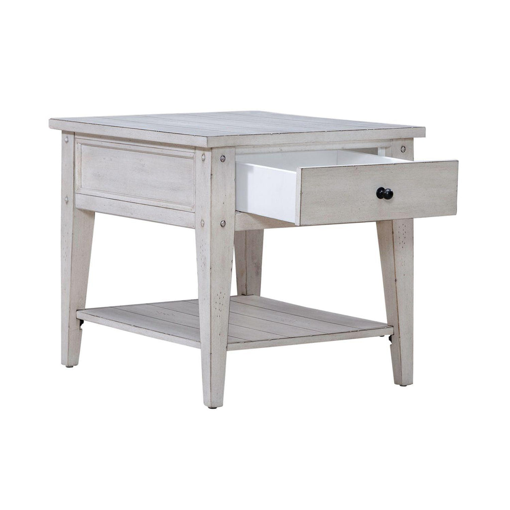 Lake House White Chairside End Table 110W-OT1021.