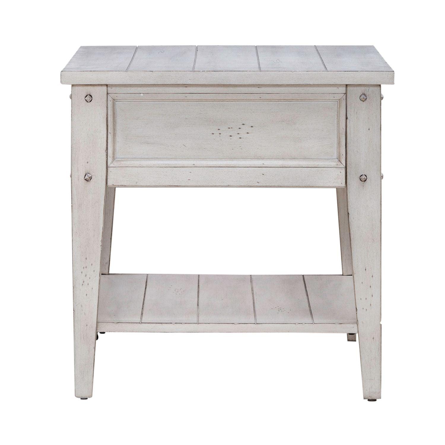 Lake House White Chairside End Table 110W-OT1021.