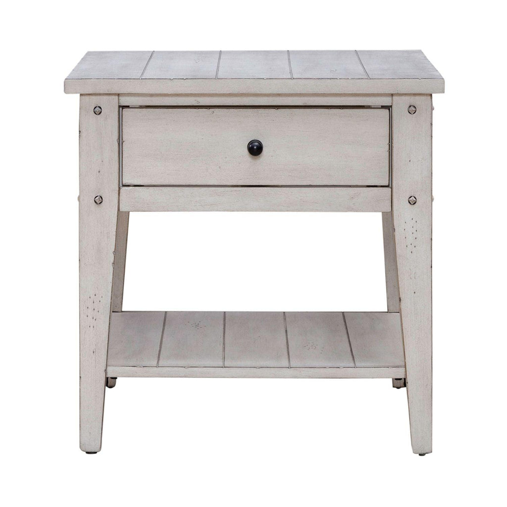Lake House White Chairside End Table 110W-OT1021.