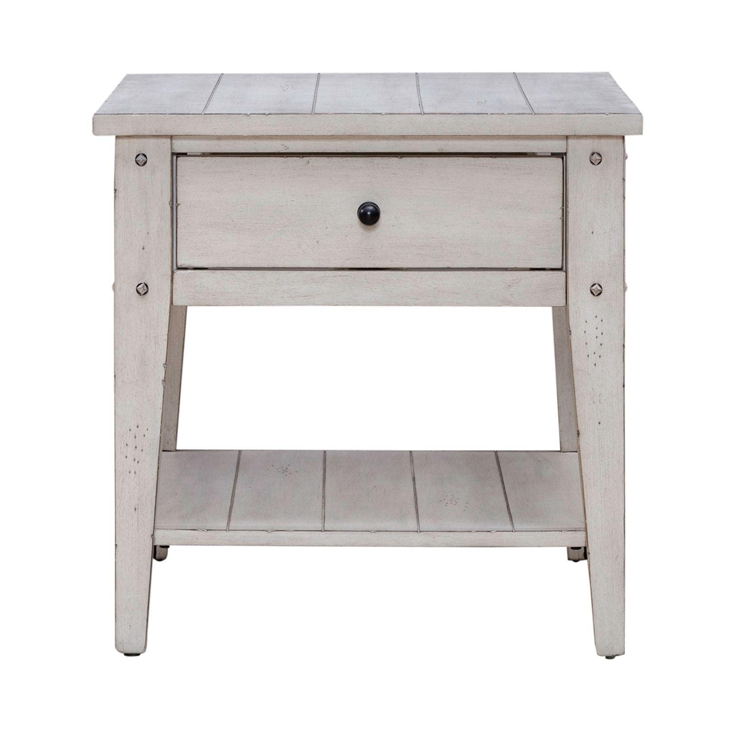 Lake House White Chairside End Table 110W-OT1021.