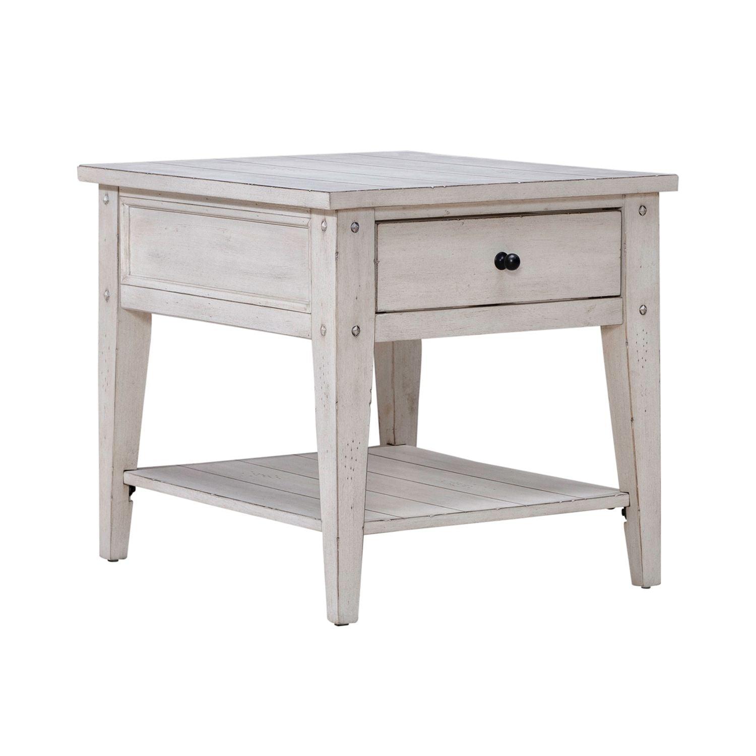Lake House White Chairside End Table 110W-OT1021.