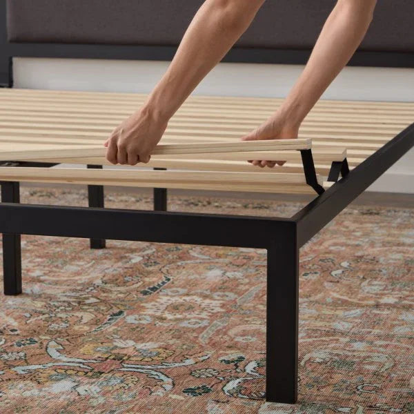 Metal Upholstered Charcoal Queen Size Bed BS0002MUBQQCH - Darseys Furniture & Mattress