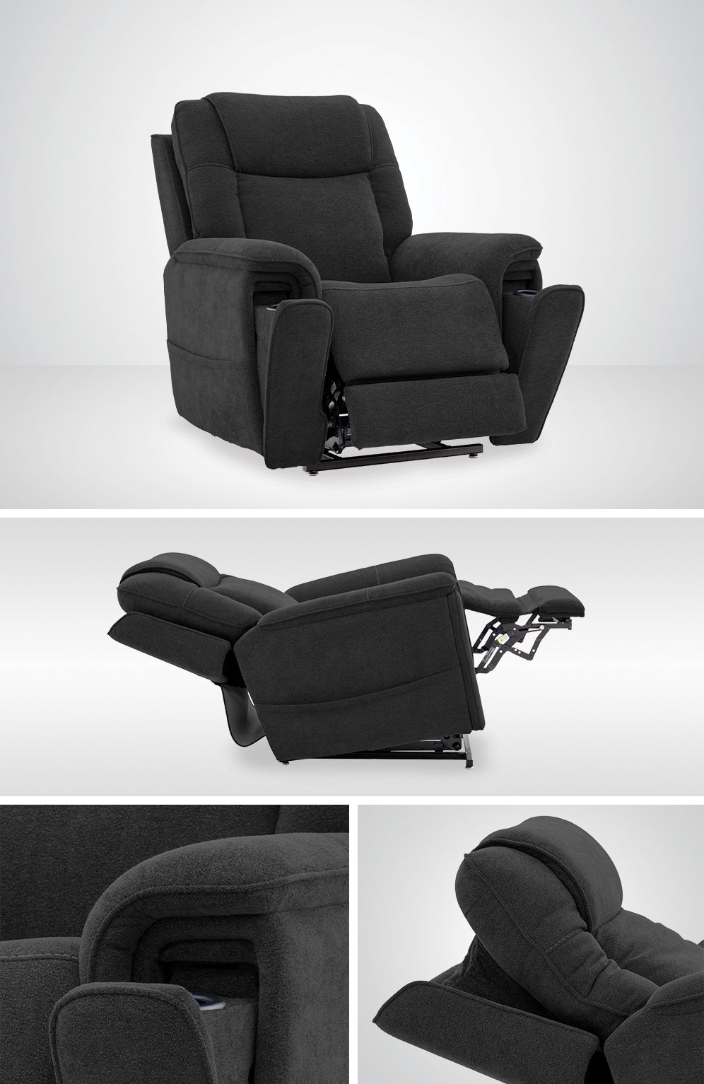Trio Mezzo Trento Charcoal LIft Chair MM3600-VTCHC-H0A - Darseys Furniture & Mattress