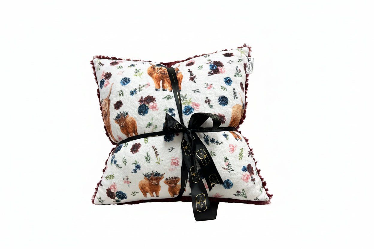 Merlot Hide Ivory Dreamy Fur Highlander Merlot Florence Travel Set 36"x60" - Darseys Furniture & MattressHandmade Heifer