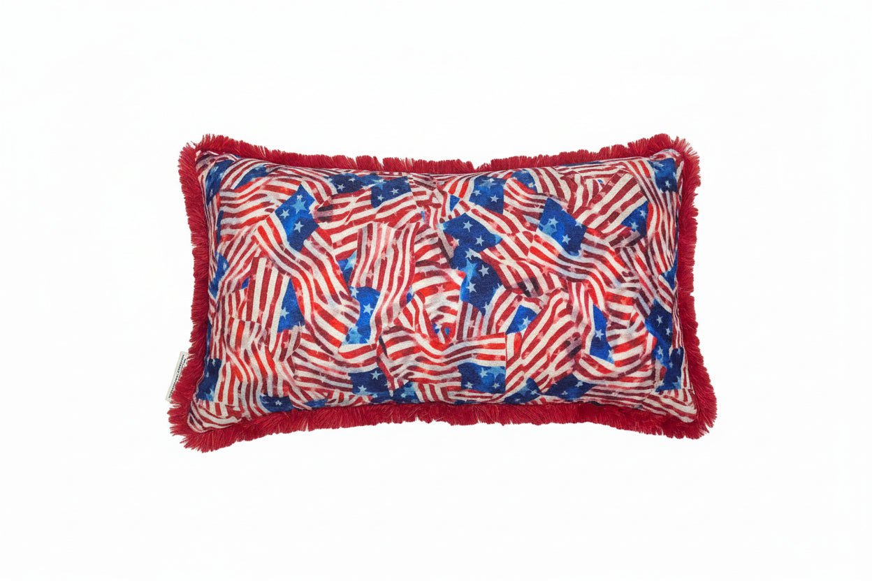 Red White Blue Flag Red Tuscany Lumbar Pillow - Darseys Furniture & MattressHandmade Heifer