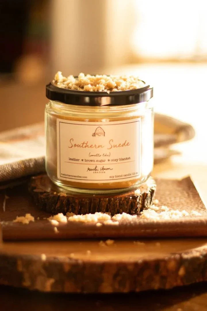 Rustic Charm Southern Suede 12 Oz Candle - Darseys Furniture & Mattress