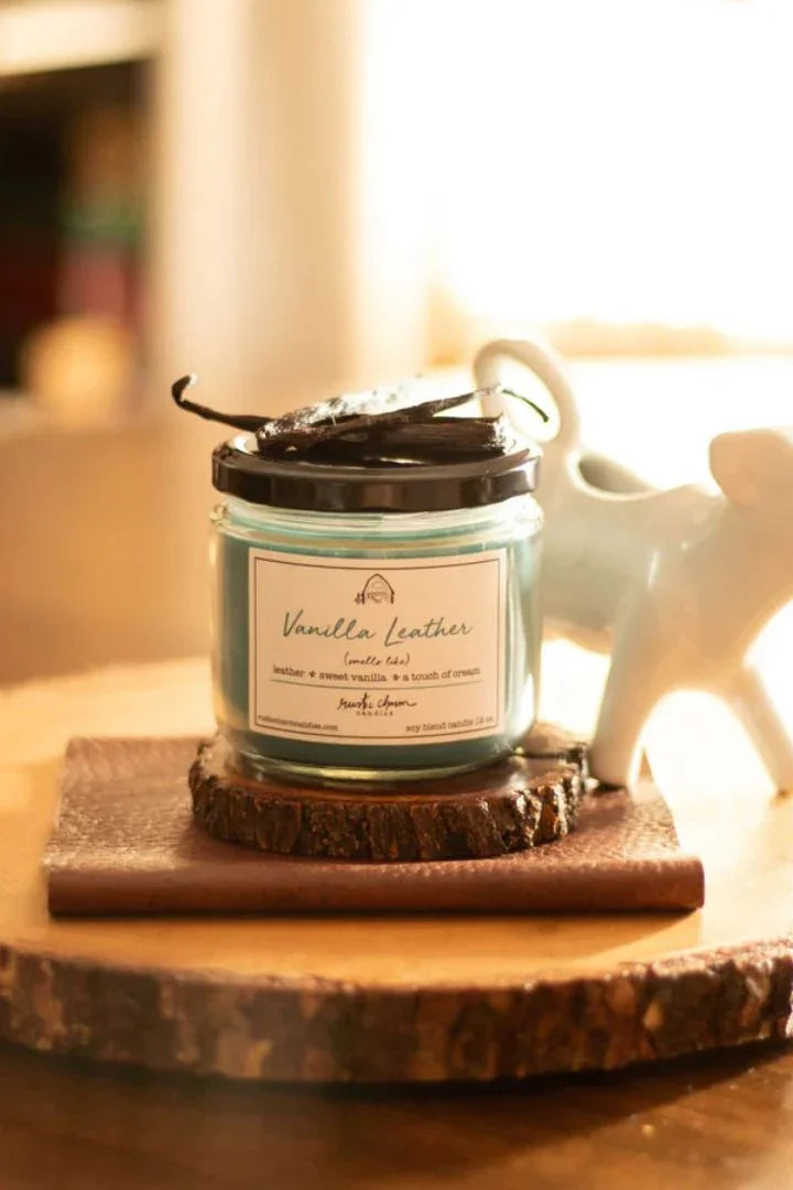 Rustic Charm Vanilla Leather 12 Oz Candle - Darseys Furniture & Mattress Main image