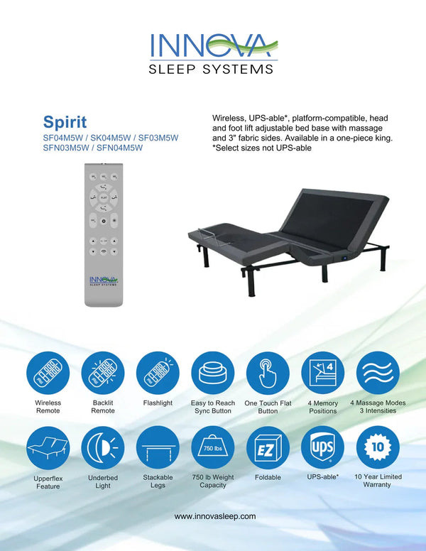 Spirit King Size Adjustable Base - Darseys Furniture & MattressInnova Sleep Systems