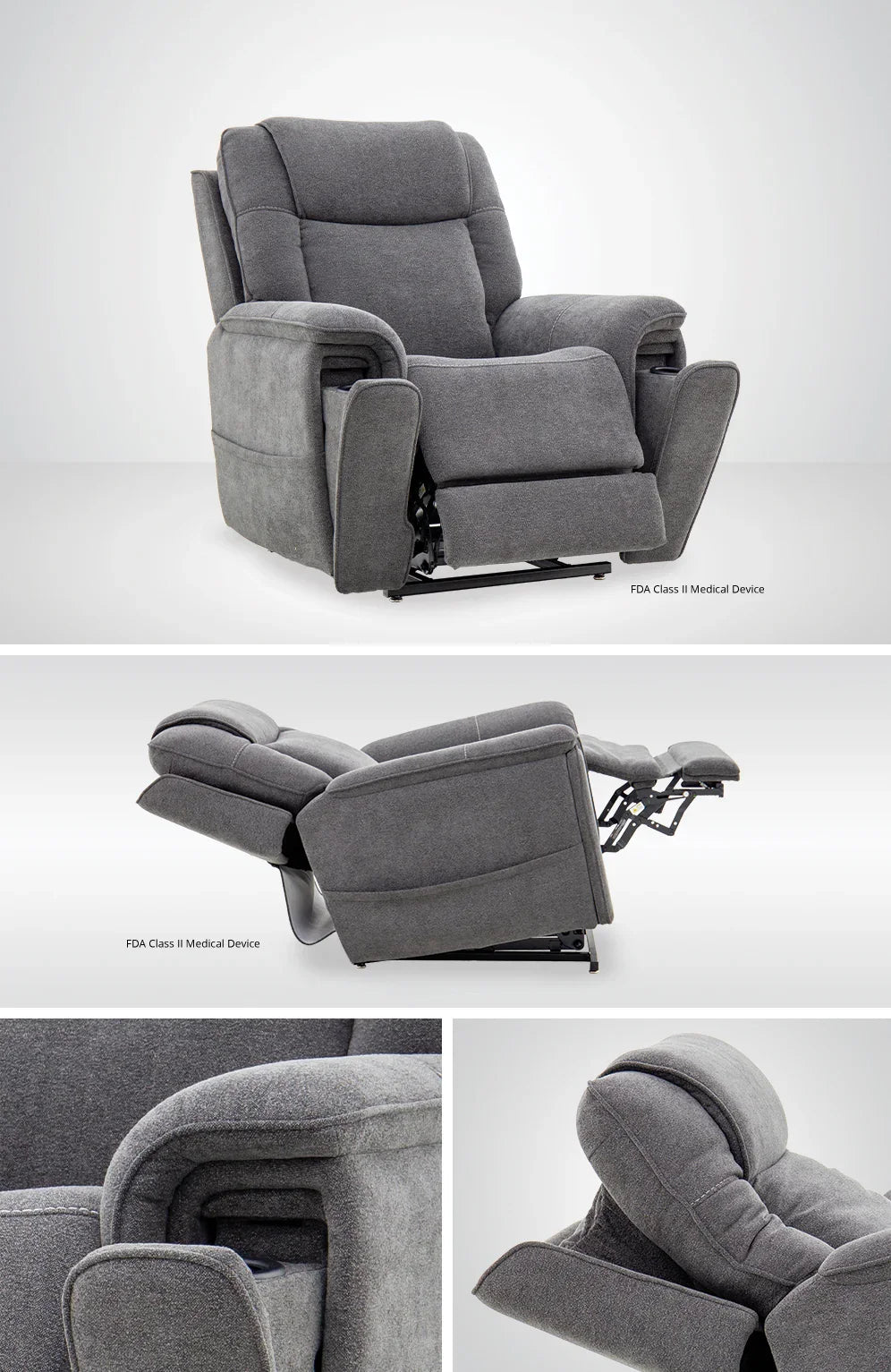 Trio Mezzo Trento Pewter Lift Chair MM3600 - VTP - H0A - Darseys Furniture & MattressMega Motion