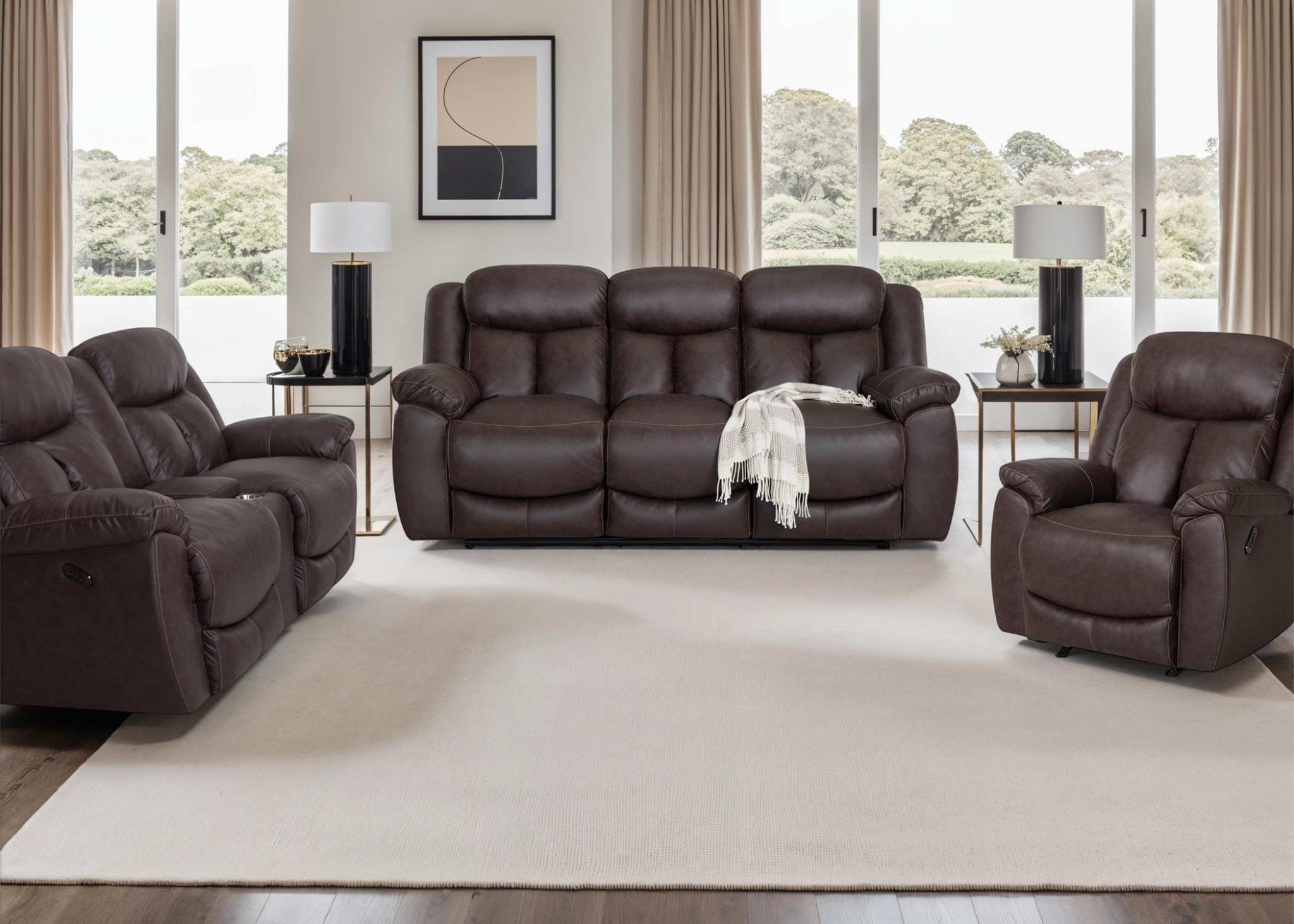 Warner Duvall Coffee Reclining Sofa, Loveseat, and Recliner 653-3429-10 - Darseys Furniture & MattressFranklin Furniture Corp.