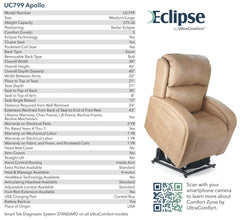 Apollo Brisa Lift Chair Saddle UC799-MLA-SKD-USA - DarseysUltra Comfort