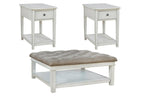 Kanwyn Upholstered Ottoman Table and 2 End Tables T937.