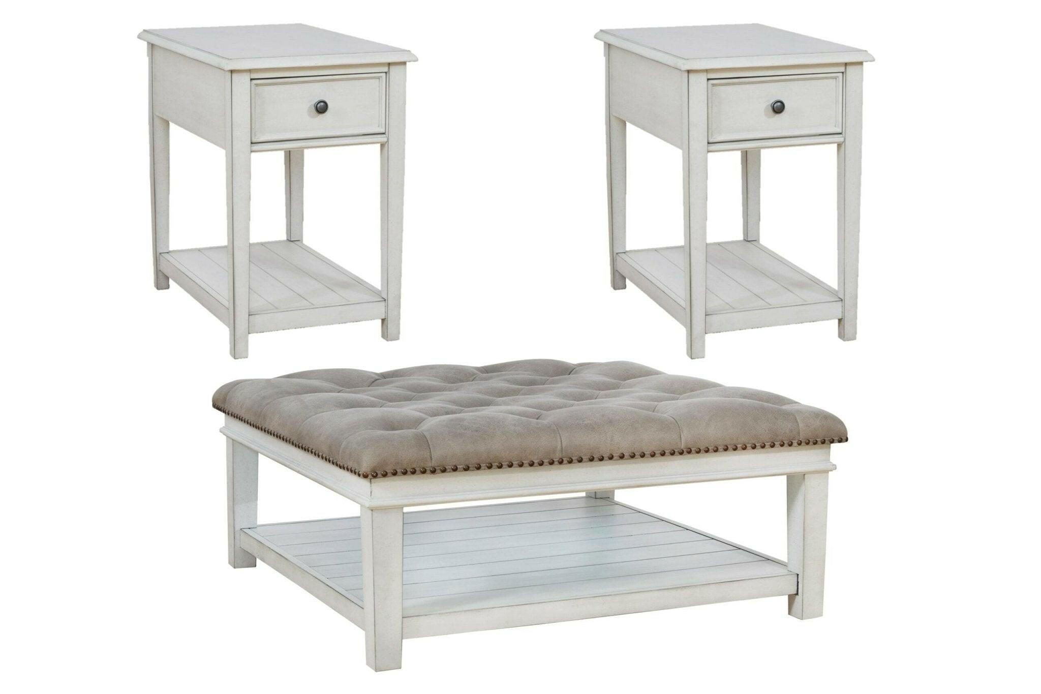 Kanwyn Upholstered Ottoman Table and 2 End Tables T937.