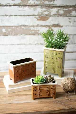 Ceramic Chest Of Drawers Planters Set Of 3 CDV2057 - DarseysKalalou