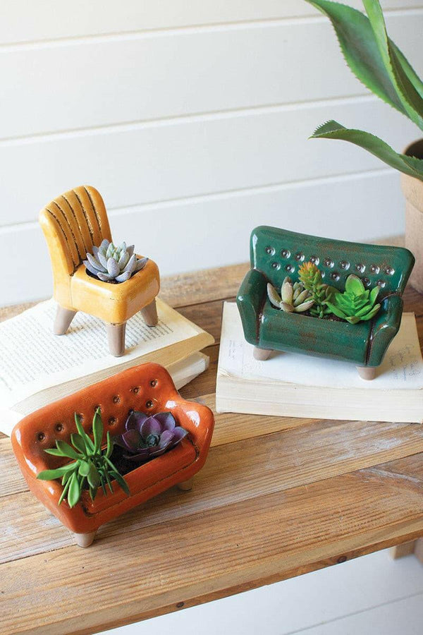 Ceramic Sofa & Chair Planters Set Of 3 CDV2091 - Darseys Furniture & MattressKalalou