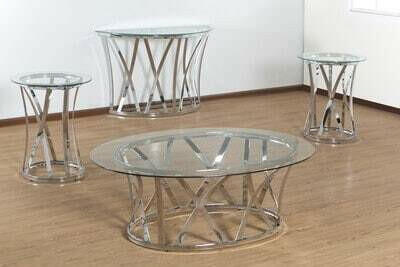 Chrome Cocktail Table & 2 End Tables 7314 - DarseysAshley