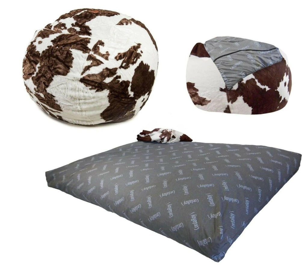 Cowhide Faux Fur Convertible Beanbag QC - FUR - COW - Darseys Furniture & MattressCordaRoy