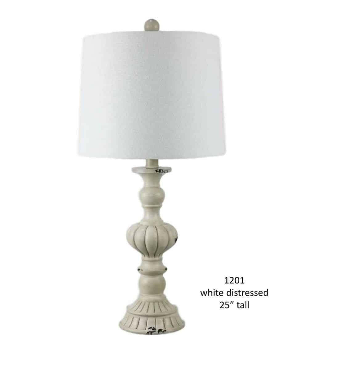 H & H Lamp 1201 White Distressed Lamp - DarseysH&H Lamp