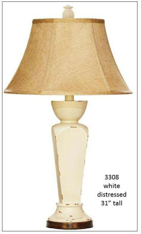 H & H Lamp 3308 White Distressed Lamp - DarseysH&H Lamp