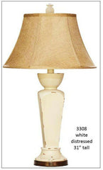 H & H Lamp 3308 White Distressed Lamp - DarseysH&H Lamp