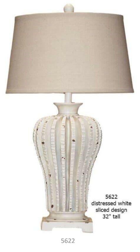 H & H Lamp 5622 Sliced Distressed White Lamp - DarseysH&H Lamp