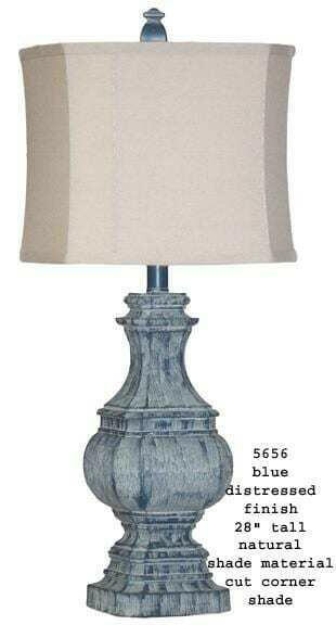 H & H Lamp 5656 Natural Blue Distressed Lamp - DarseysH&H Lamp