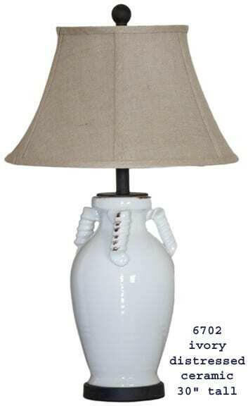 H & H Lamp 6702 Ivory Distressed Ceramic Lamp - DarseysH&H Lamp