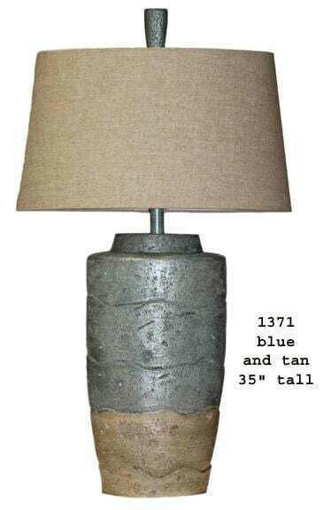 H & H Lamp 1371 Oval Blue and Tan Lamp.
