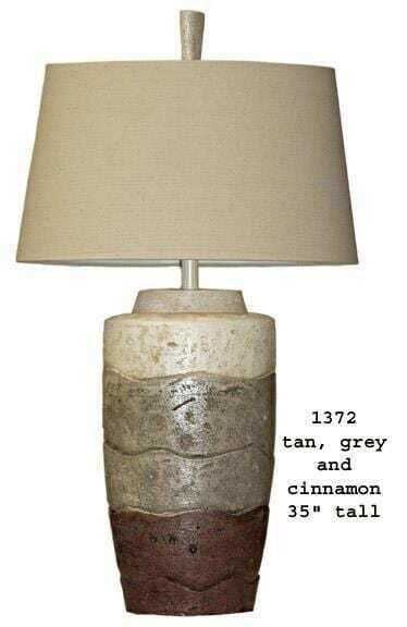 H & H Lamp 1372 Oval Tan Gray and Cinnamon Lamp.