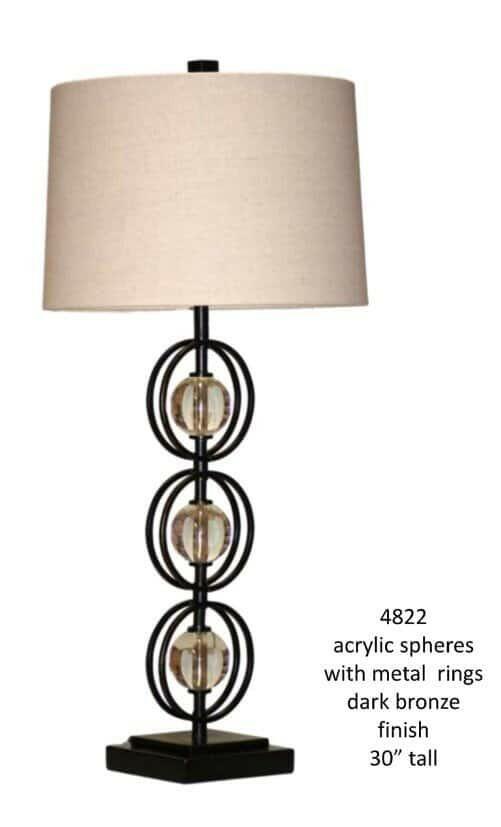 H & H Lamp 4822 Acrylic Spheres with Dark Bonze Metal Rings Lamp.