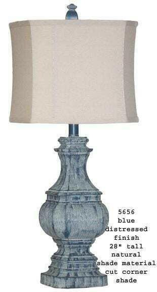 H & H Lamp 5656 Natural Blue Distressed Lamp. Hover Image