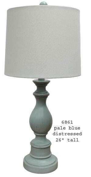 H & H Lamp 6861 Pale Blue Distressed Lamp.