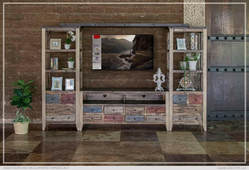 IFD964 Wallunit Antique Mulitcolor Entertainment Center.