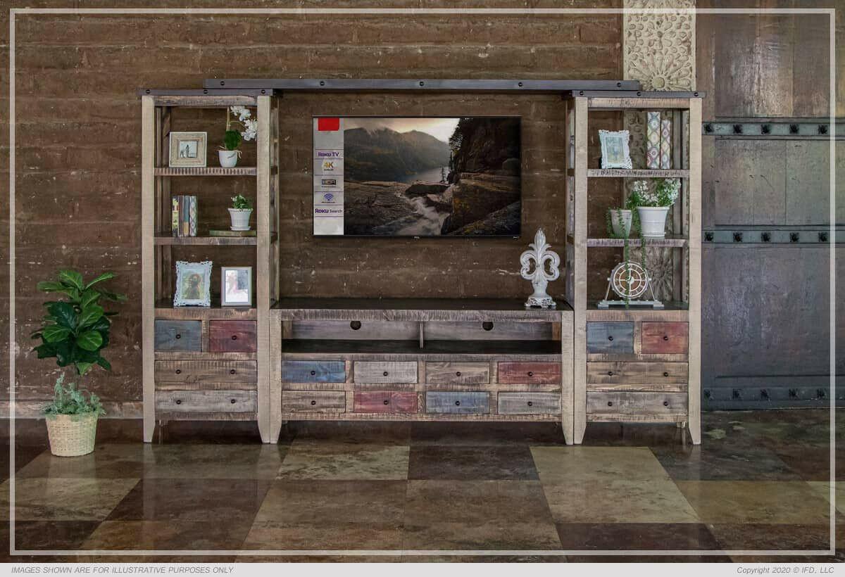 IFD964 Wallunit Antique Mulitcolor Entertainment Center.