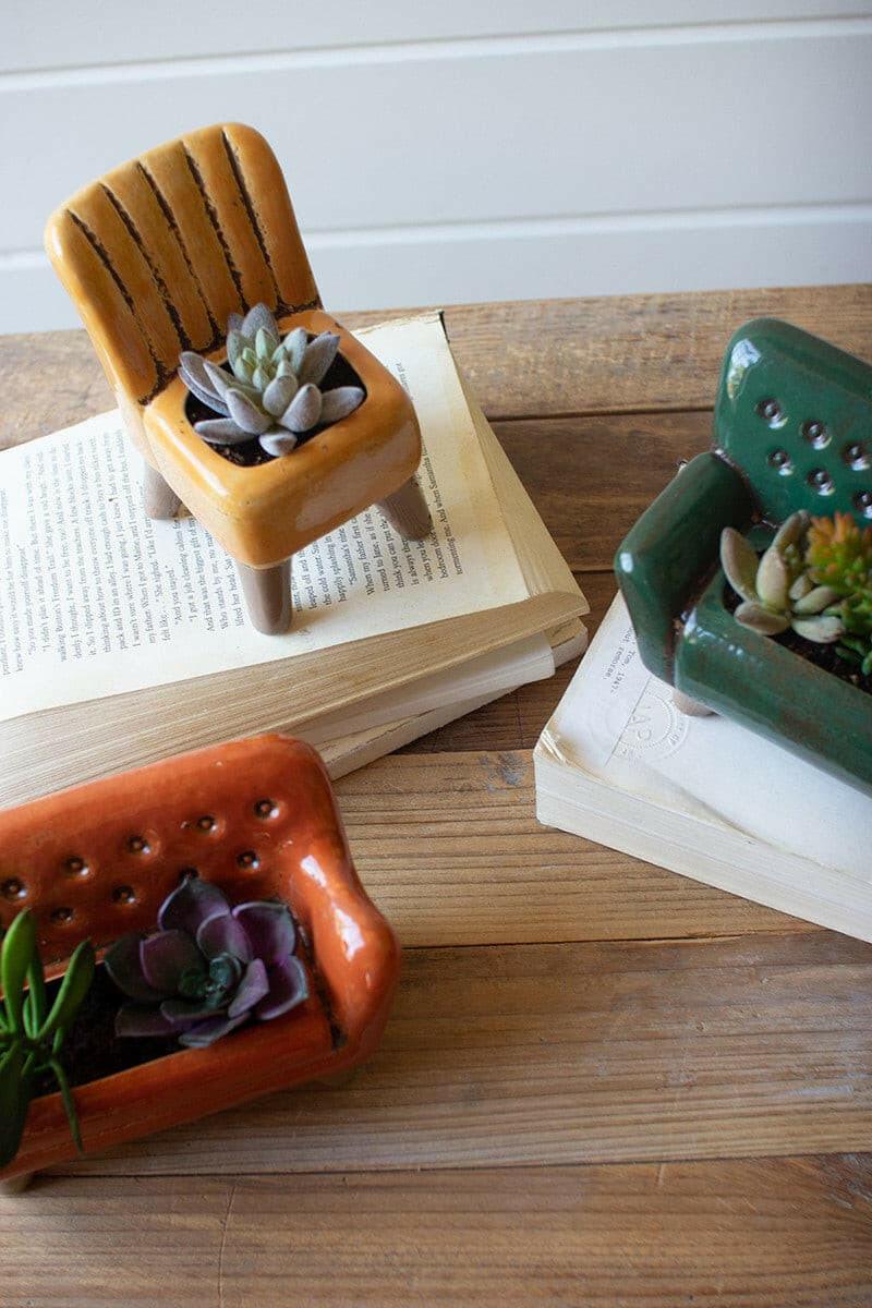 Ceramic Sofa & Chair Planters Set Of 3 CDV2091.