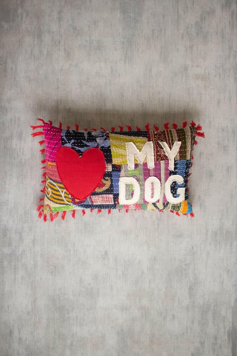 Kantha - Love My Dog Pillow NRV2144.