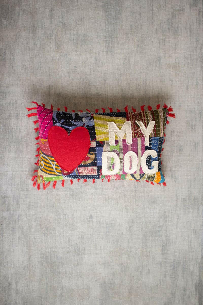 Kantha - Love My Dog Pillow NRV2144 - DarseysKalalou