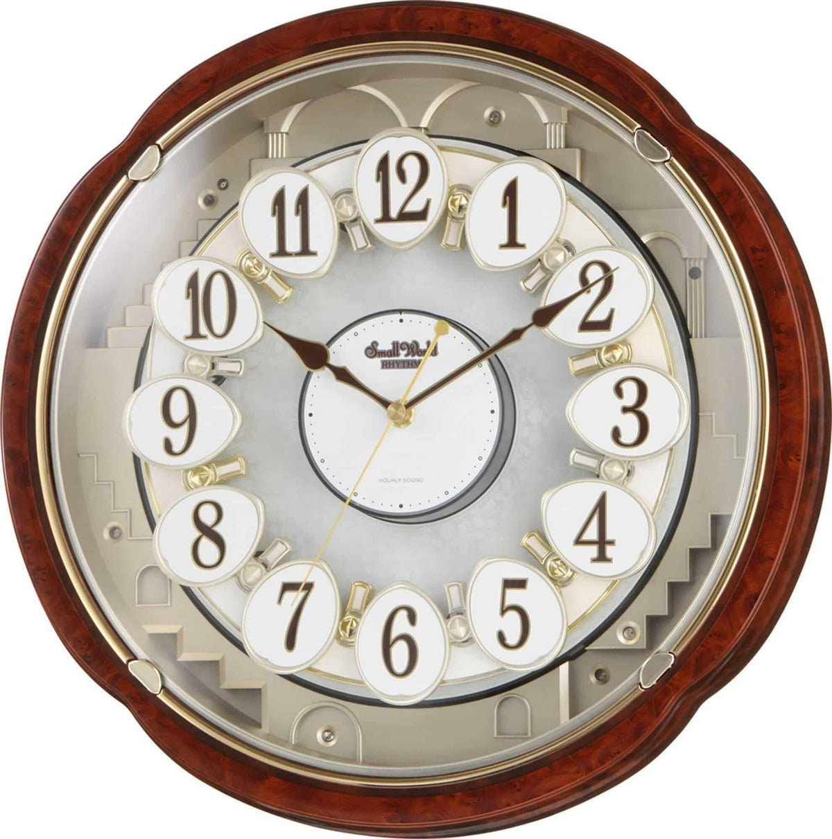 4MH828WD23 Rhythm USA Woodgrain Blossom Clock.
