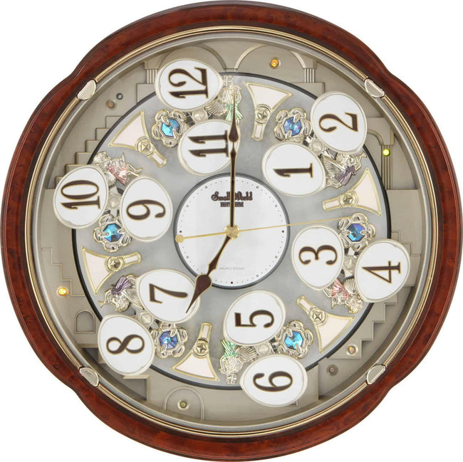4MH828WD23 Rhythm USA Woodgrain Blossom Clock Main Image