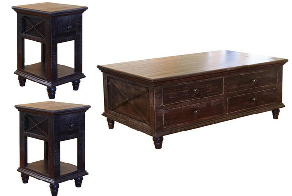Vintage Black Cocktail Table and 2 End Tables IFD973 - Darseys Furniture & MattressInternational Furniture Direct