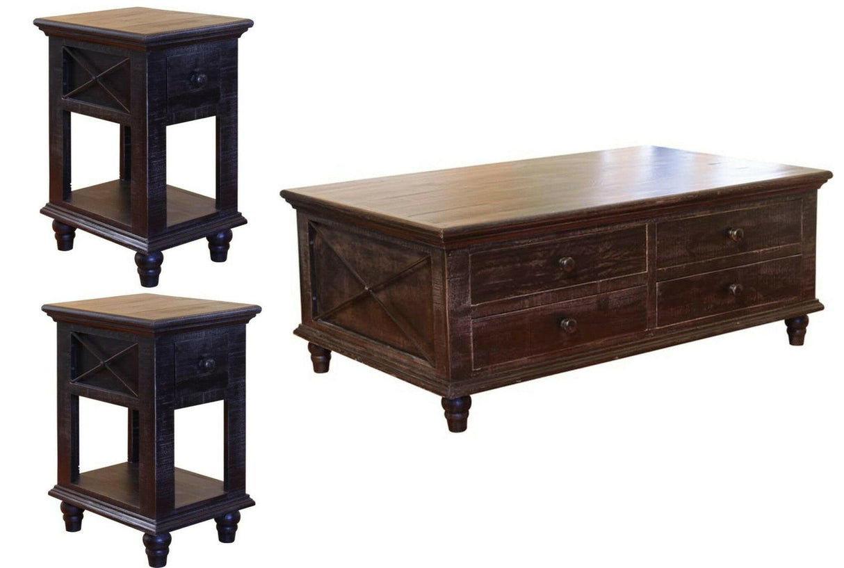 Vintage Black Cocktail Table and 2 End Tables IFD973 - DarseysInternational Furniture Direct