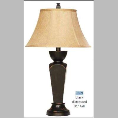H & H Lamp 3309 Lamp Black Distressed 31 Tall