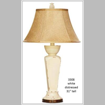 H & H Lamp 3308 White Distressed Lamp