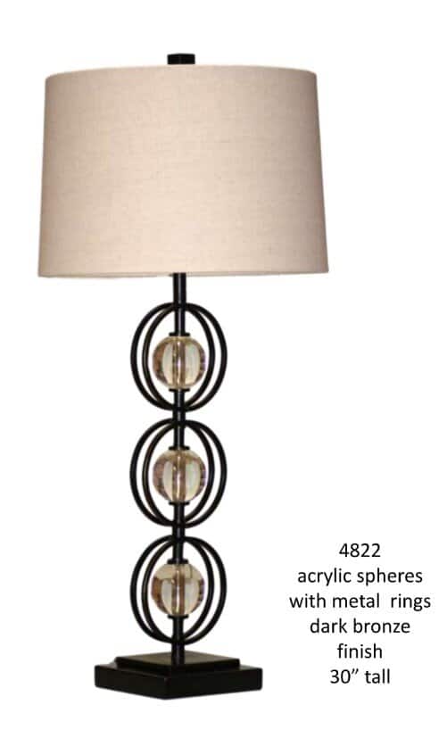 H & H Lamp 4820 Acrylic Spheres with Dark Bonze Metal Rings Lamp