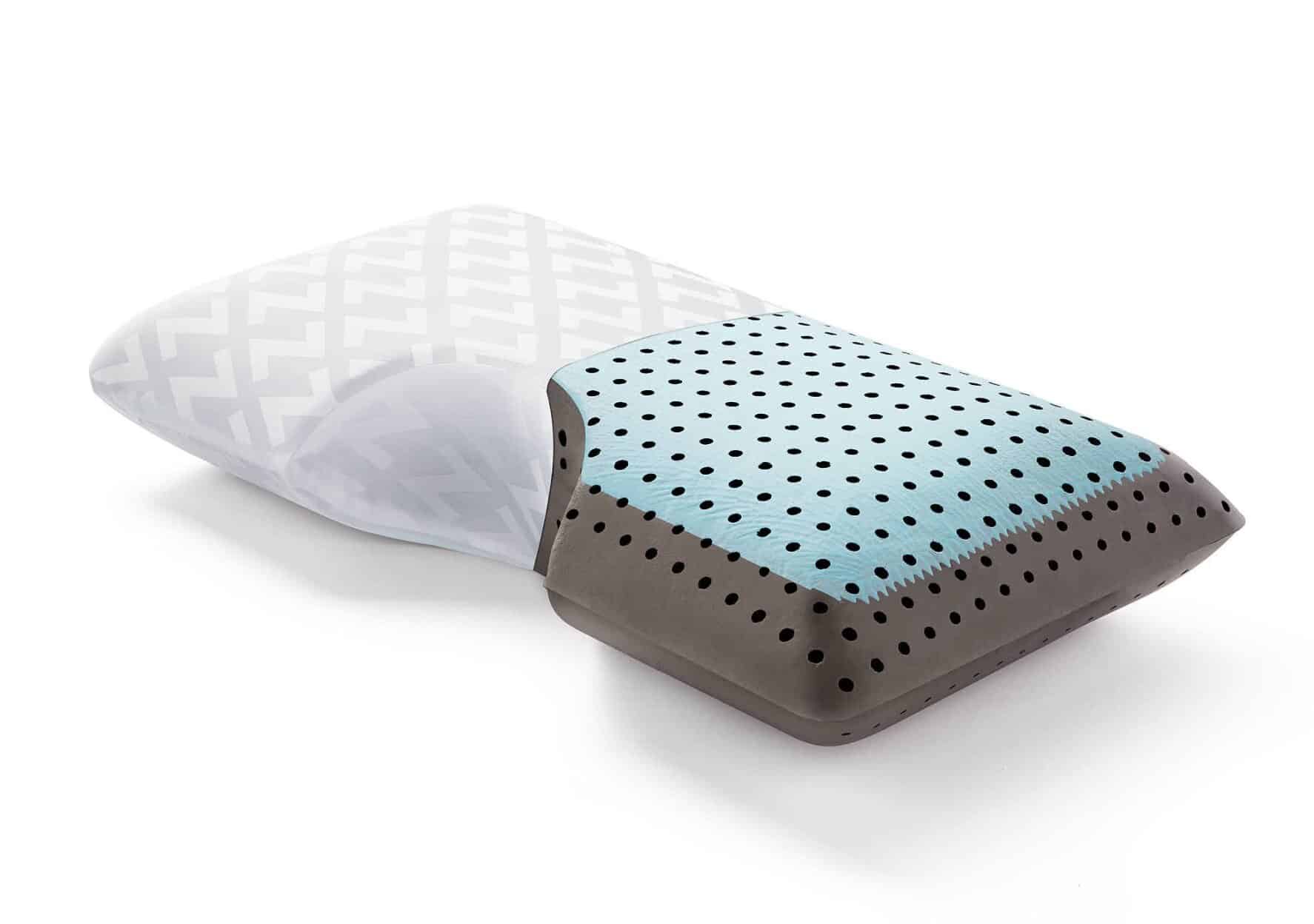 The Carboncool + Omniphase LT Shoulder Cutout Pillow from Malouf Sleep features carbon-infused foam and their temperature regulating OmniPhase material.