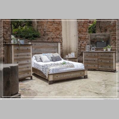The Antique Grey Bed from IFD is constructed with 100% solid pine, for great durability and value. Mortise and tenon construction ensures stability and durability on all pieces.