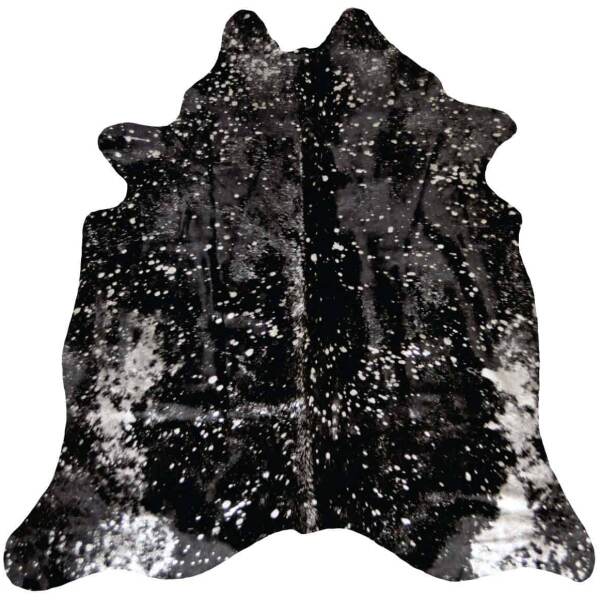 metallic black and silver cowhide